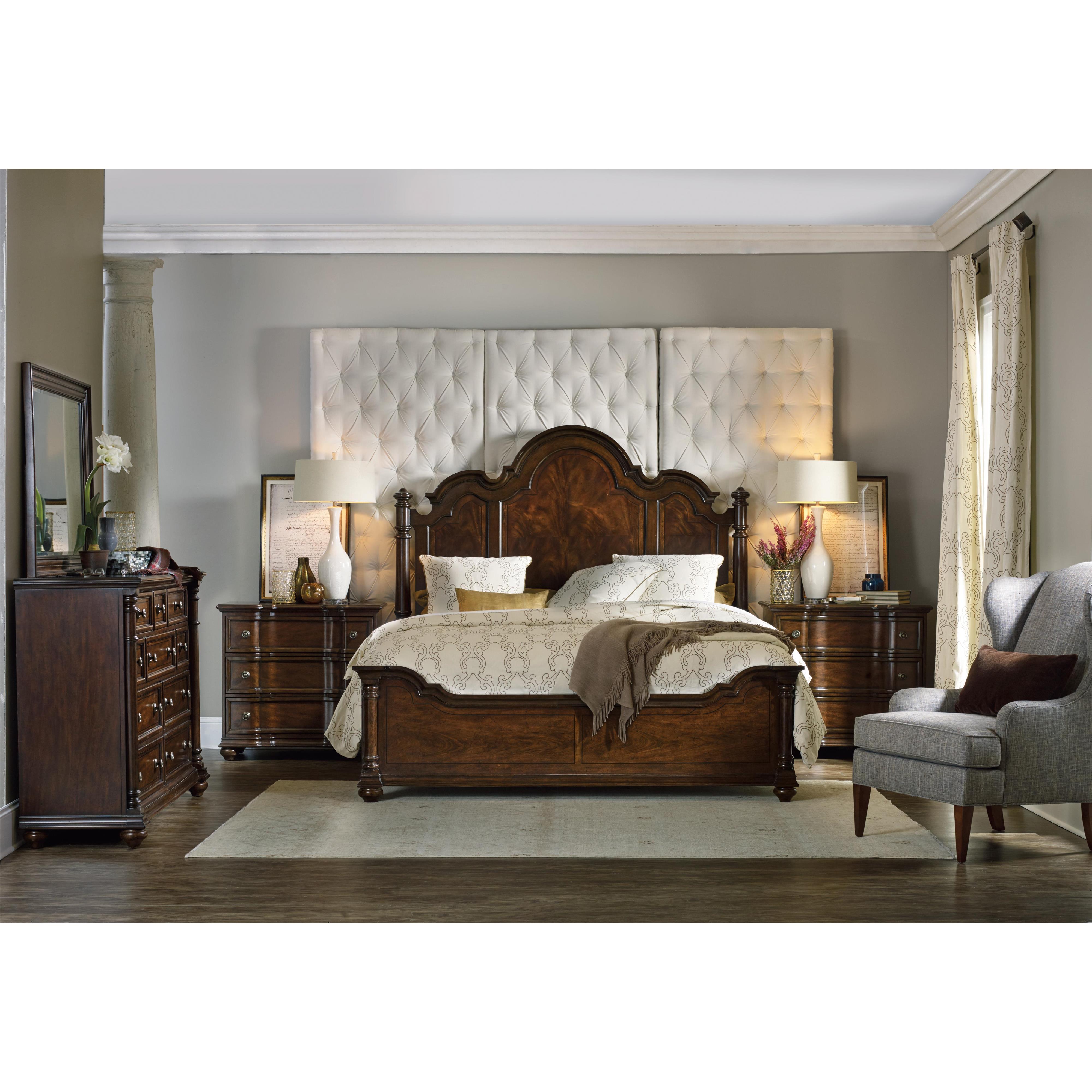 Hooker Furniture Leesburg 538190666 King Size Poster Bed with Mahogany